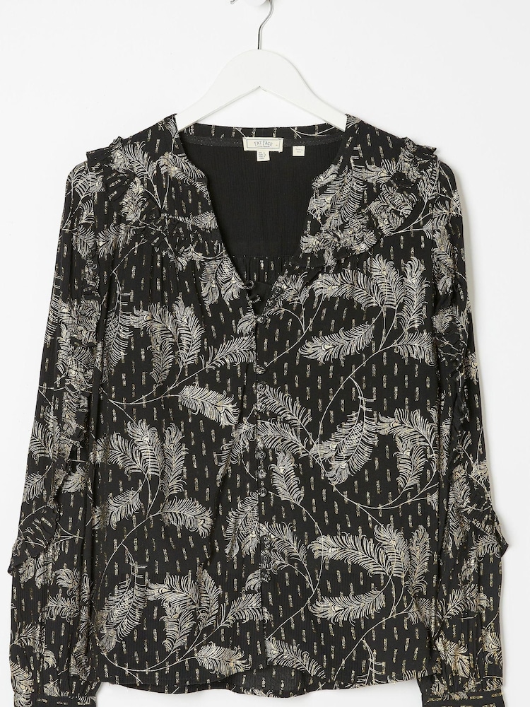 FatFace Sudley Metallic Feather Black Blouse - Image 4 of 4