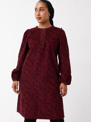 FatFace Red Frankie Cord Floral Dot Dress - Image 1 of 4