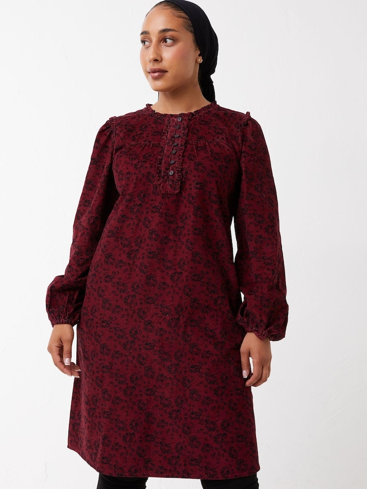 FatFace Red Frankie Cord Floral Dot Dress - Image 1 of 4