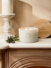 White Country Luxe Spa Retreat Lavender and Geranium 3 Wick Scented Candle - Image 1 of 4