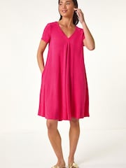 Roman Pink Petite Pocket Swing Dress - Image 2 of 5