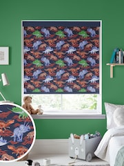 Cath Kidston Navy Blue Kids Dinosaur Made To Measure Roller Blinds - Image 1 of 6