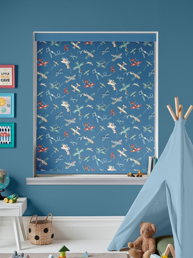 Cath Kidston Mid Blue Kids Planes Made To Measure Roller Blinds - Image 2 of 6
