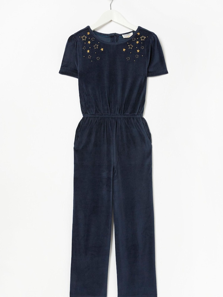 Fatface Overall aus Velours mit Sternprint, Blau - Bild 5 von 5