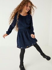 FatFace Blue Star Velour Dress - Image 1 of 5