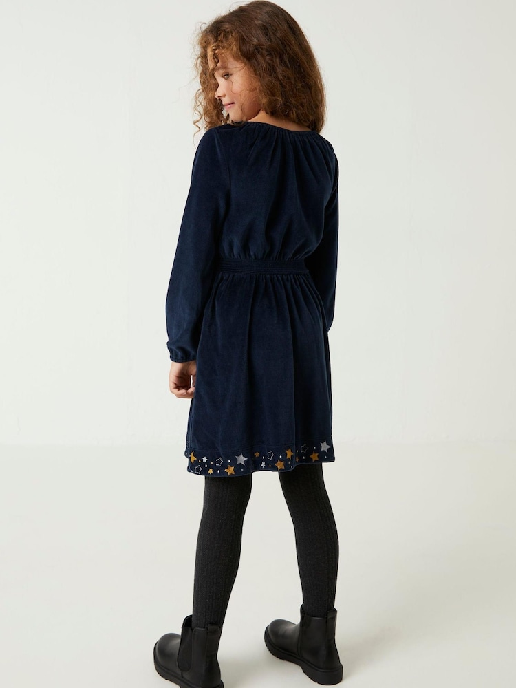 FatFace Blue Star Velour Dress - Image 2 of 5