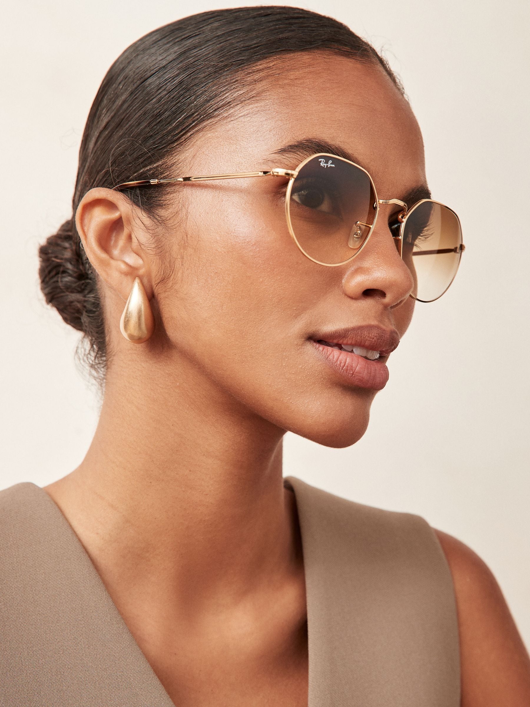 Buy Ray-Ban Gold with Light Brown Lens Jack Sunglasses from Next