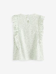 Green/White Ditsy Frill Sleeve Top (3-16yrs) - Image 5 of 5