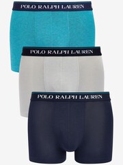 Серый/синий - Набор из трех эластичных хлопковых Ralph Lauren боксов-брифов с логотипом Polo - Изображение 1 из 4