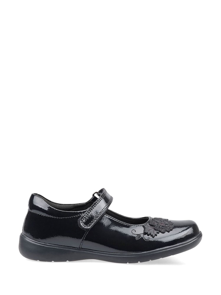 Start-Rite Wish Rip-Tape Black Patent Leather School Shoes F Fit - Image 1 of 3