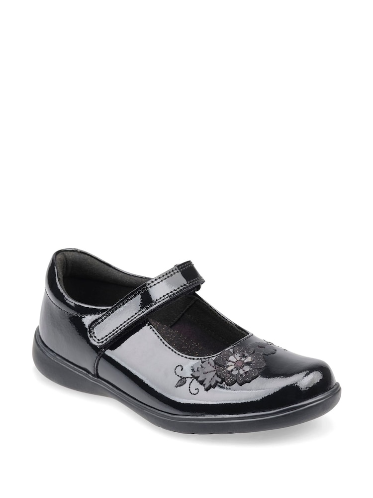 Start-Rite Wish Rip-Tape Black Patent Leather School Shoes F Fit - Image 2 of 3