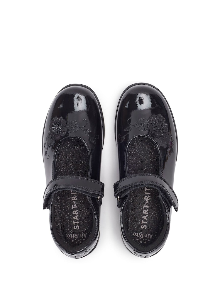 Start-Rite Wish Rip-Tape Black Patent Leather School Shoes F Fit - Image 3 of 3