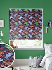 Cath Kidston Blue Kids Dinosaur Made To Measure Roman 100% Cotton Blind - Image 1 of 6