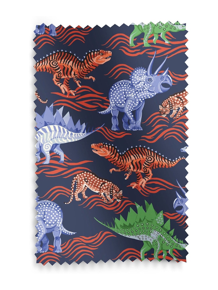 Cath Kidston Blue Kids Dinosaur Made To Measure Roman 100% Cotton Blind - Image 6 of 6