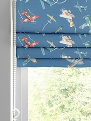 Cath Kidston Blue Kids Planes Made To Measure Roman 100% Cotton Blind - Image 2 of 6