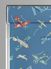 Cath Kidston Blue Kids Planes Made To Measure Roman 100% Cotton Blind - Image 3 of 6