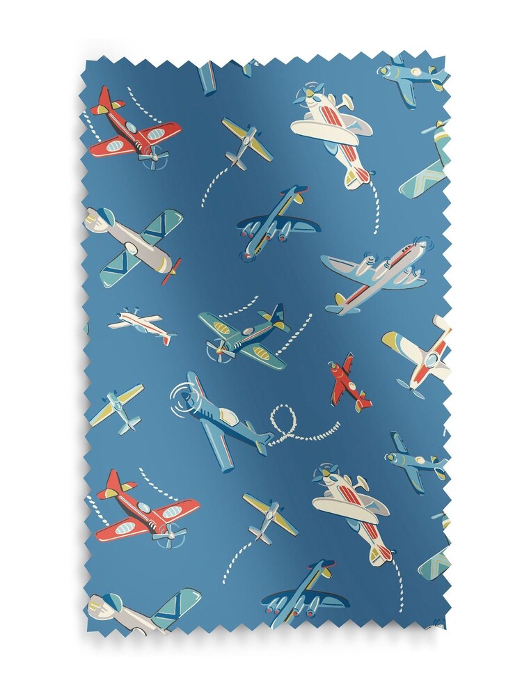 Cath Kidston Blue Kids Planes Made To Measure Roman 100% Cotton Blind - Image 6 of 6