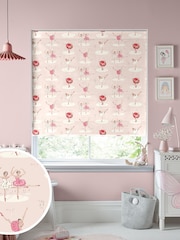 Cath Kidston Pink Kids Ballerinas Made To Measure Roman 100% Cotton Blind - Image 1 of 6