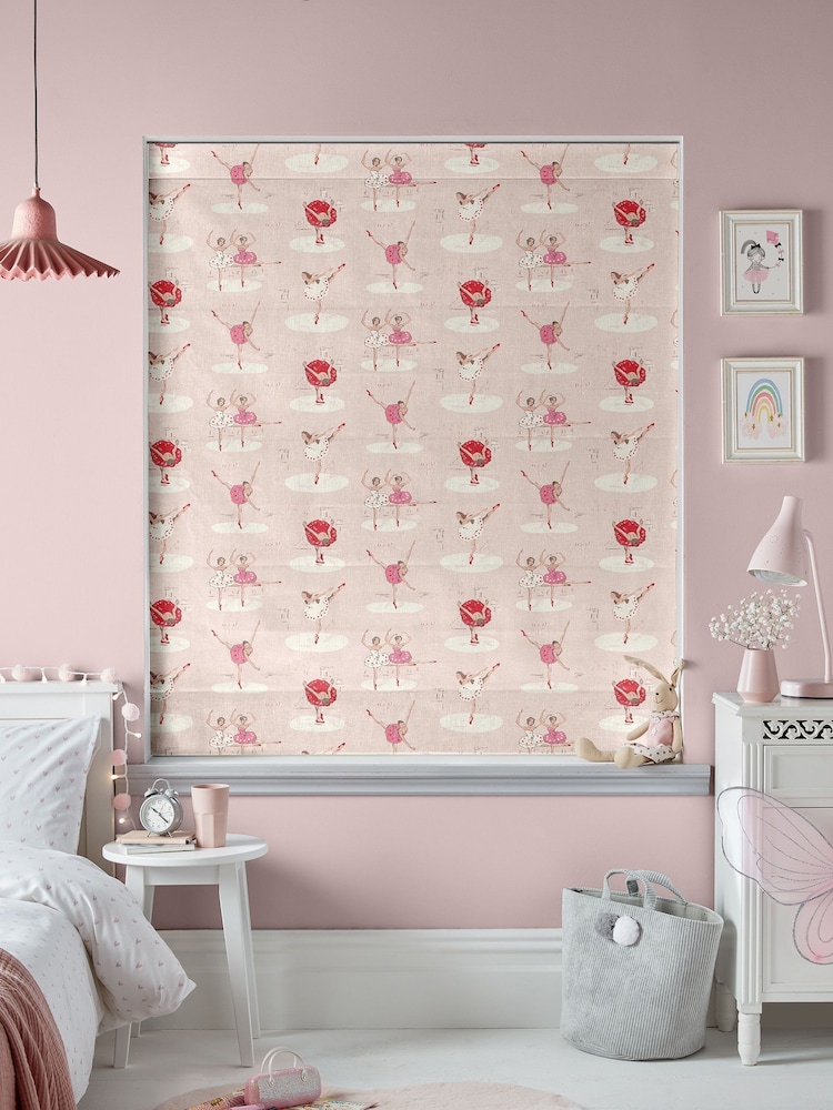 Cath Kidston Pink Kids Ballerinas Made To Measure Roman 100% Cotton Blind - Image 2 of 6