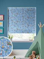 Cath Kidston Blue Kids Rocket Made To Measure Roman 100% Cotton Blind - Image 1 of 6