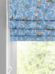 Cath Kidston Blue Kids Rocket Made To Measure Roman 100% Cotton Blind - Image 2 of 6