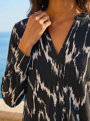 Roman Black Printed Notch Neck Shirt - Image 4 of 4