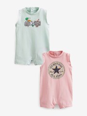 Converse Pink/Aqua Mermaid Baby Rompers 2 Pack - Image 1 of 5