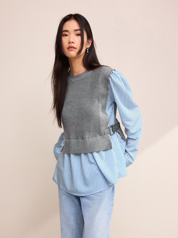 Grau - Lagen-Strickpullover - Bild 1 von 6
