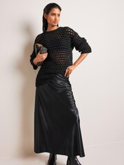 Black Open Stitch Relaxed Jumper - Image 2 of 6