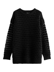 Black Open Stitch Relaxed Jumper - Image 5 of 6