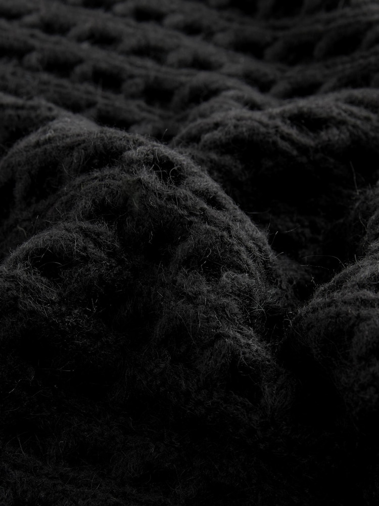Black Open Stitch Relaxed Jumper - Image 6 of 6