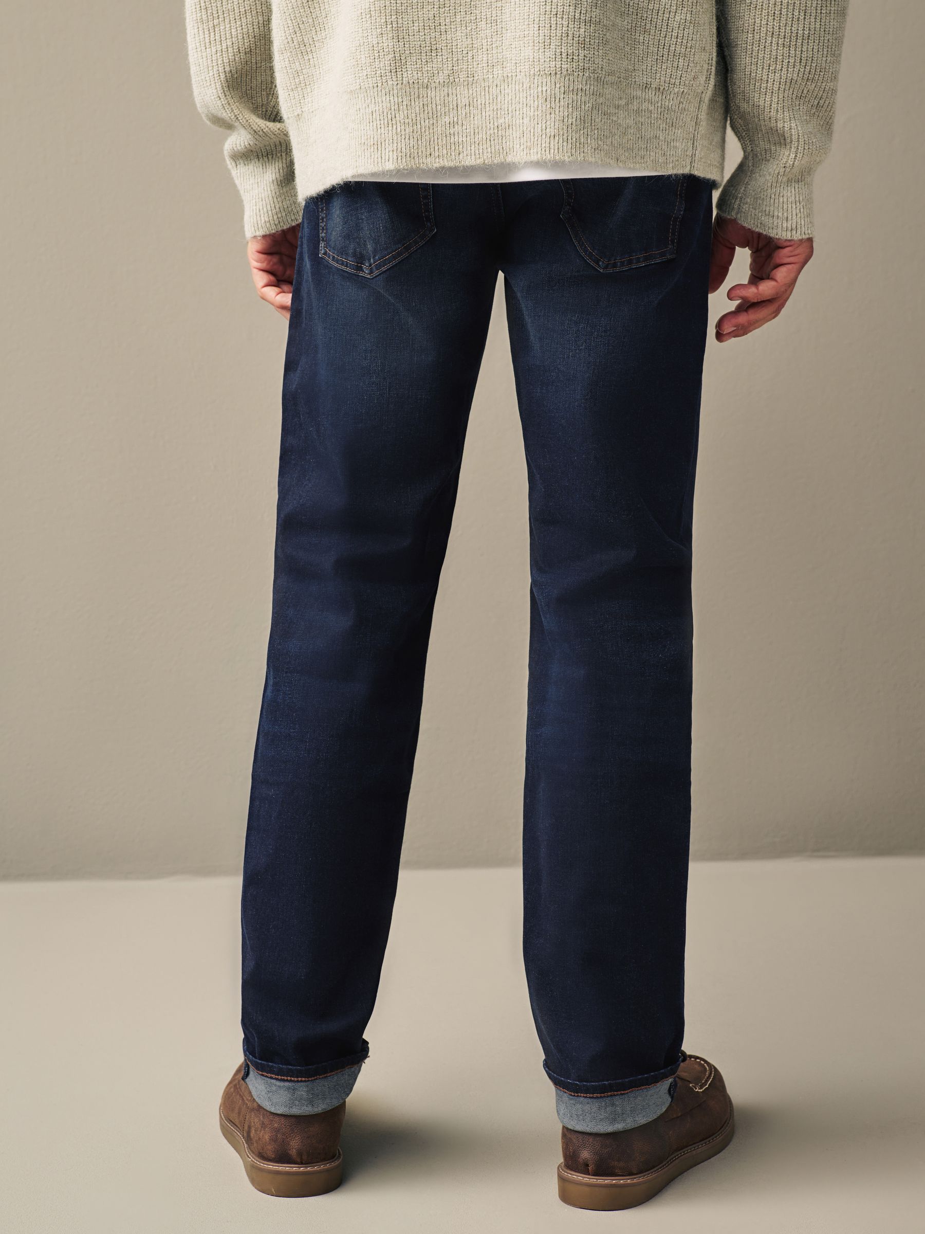 Buy Blue Deep Straight Fit Authentic Stretch Denim Jeans Buy Blue Deep Straight Fit Authentic Stretch Denim Jeans