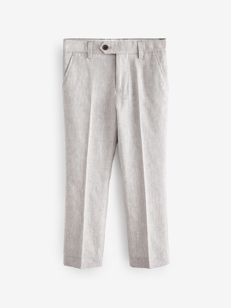 Grey Linen Blend Suit Trousers (12mths-16yrs) - Image 1 of 3 Grey Linen Blend Suit Trousers (12mths-16yrs) - Image 1 of 3