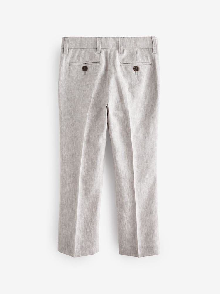 Grey Linen Blend Suit Trousers (12mths-16yrs) - Image 2 of 3