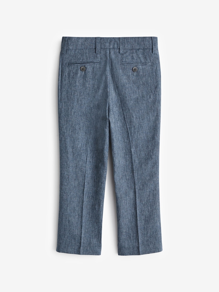 Blue Linen Blend Suit Trousers (12mths-16yrs) - Image 2 of 3 Blue Linen Blend Suit Trousers (12mths-16yrs) - Image 2 of 3
