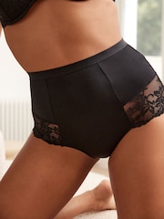 Black High Waist Brief Tummy Control Shaping Lace Back Bikinis 4 Pack - Image 2 of 8