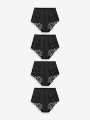 Black High Waist Brief Tummy Control Shaping Lace Back Bikinis 4 Pack - Image 7 of 8