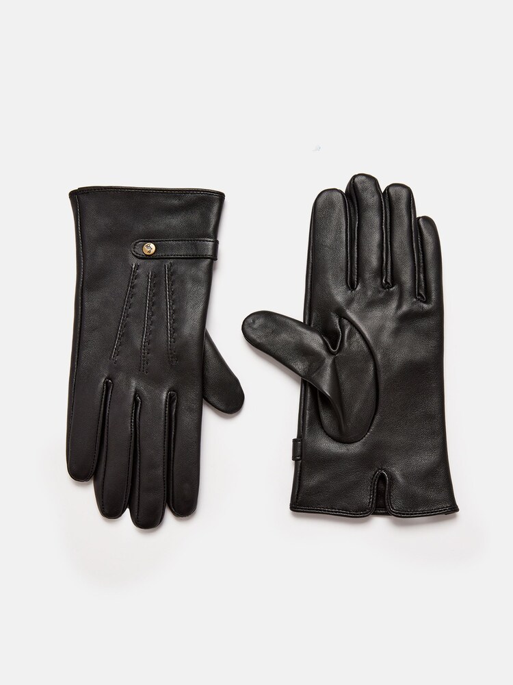 Joules Black Leather Gloves - Image 2 of 3