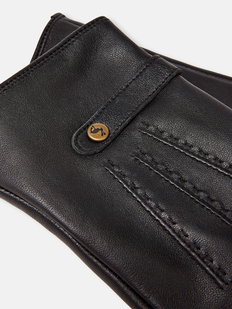 Joules Black Leather Gloves - Image 3 of 3
