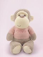 Babyblooms Pink Personalised Monkey Soft Toy with Snuggle Wrap Gift Set - Image 2 of 7