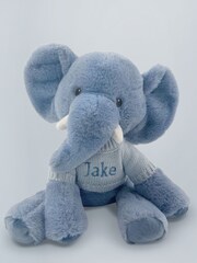Babyblooms Blue Personalised Elephant Soft Toy with Stripe Pyjamas - Image 2 of 4