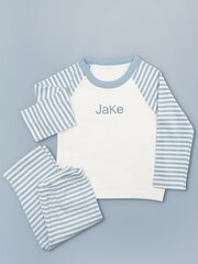 Babyblooms Blue Personalised Elephant Soft Toy with Stripe Pyjamas - Image 4 of 4