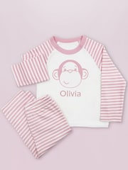Babyblooms Monkey Soft Toy with Personalised Pink Stripe Pyjamas - Image 3 of 5