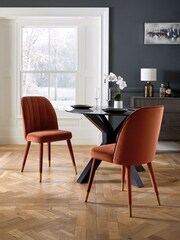 Set of 2 Soft Velvet Rust Brown Harper Upholstered Leg Dining Chairs - Image 1 of 7
