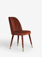 Set of 2 Soft Velvet Rust Brown Harper Upholstered Leg Dining Chairs - Image 4 of 7