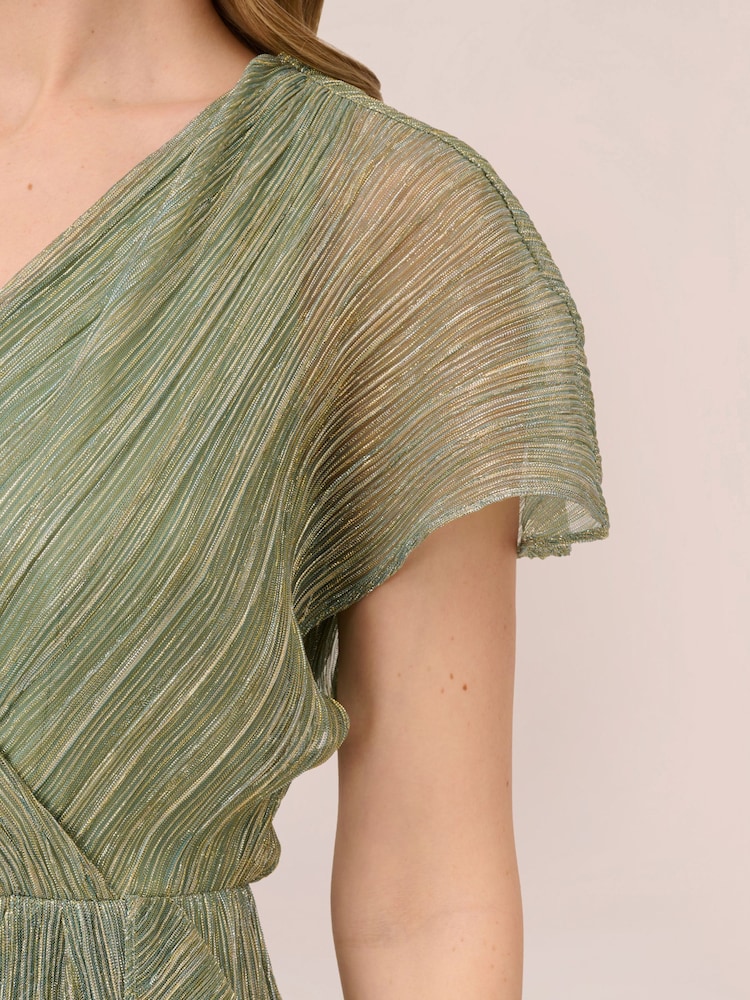 Robe mi-longue Adrianna Papell verte métallisée froissée - Image 4 of 6