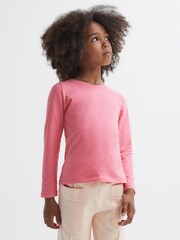 Reiss Pink Mai 9-14 yrs Long Sleeve Crew Neck T-Shirt - Image 1 of 5