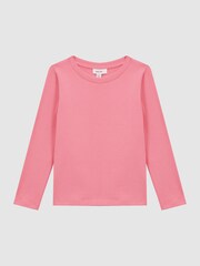Reiss Pink Mai 9-14 yrs Long Sleeve Crew Neck T-Shirt - Image 2 of 5