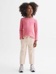 Reiss Pink Mai 9-14 yrs Long Sleeve Crew Neck T-Shirt - Image 3 of 5