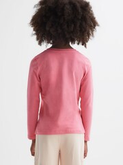 Reiss Pink Mai 9-14 yrs Long Sleeve Crew Neck T-Shirt - Image 4 of 5